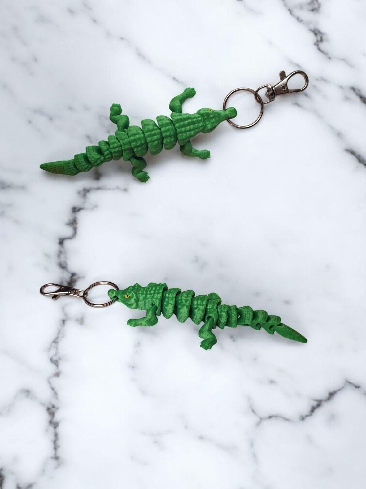 3D articulated green crocodile alligator keychain / 3d printed croc gator 3d printed animals figurine knick knack Fidget keychain