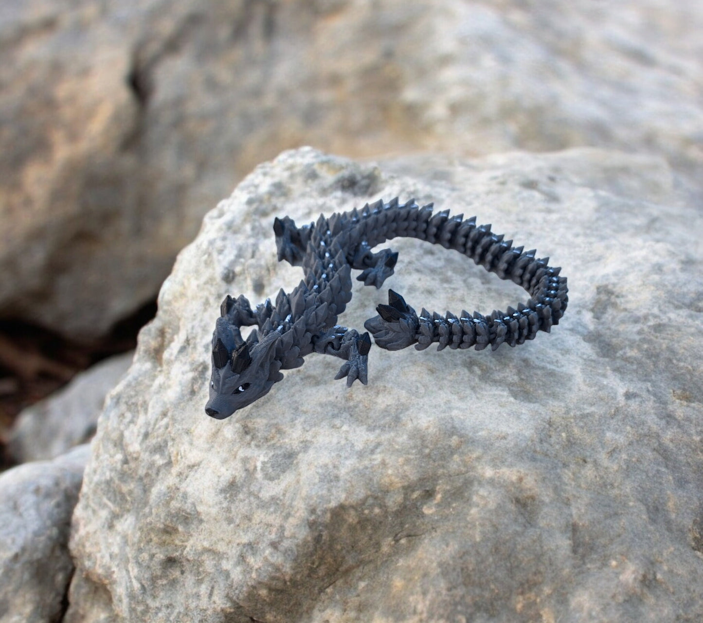 3D articulated white gray wolf dragon / 3d printed dragon animals / Grey wolf dragon knick knack Fidget figurines