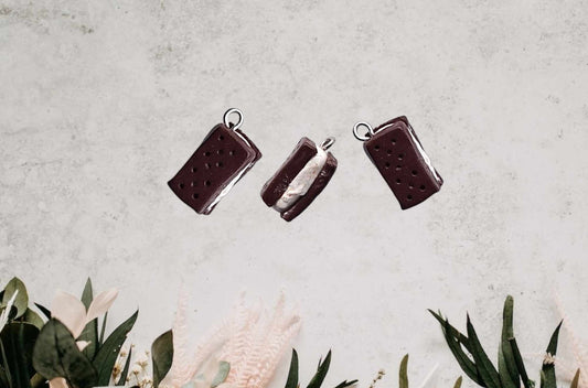 Kawaii ice cream sandwich charms / polymer clay ice cream charms / kawaii food charms / kawaii food jewelry charms stitch marker