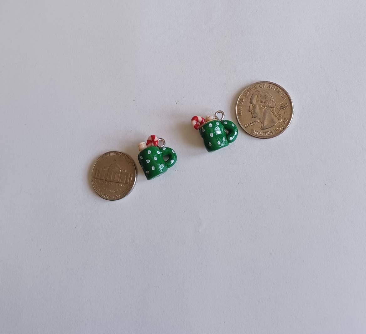 Kawaii coffee peppermint mocha latte charms / polymer clay coffee charms / kawaii food charms / kawaii food jewelry / Christmas charms