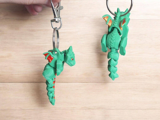 3D articulated cute dragon keychain / 3d printed scruff dragon 3d printed animals figurine knick knack Fidget keychain