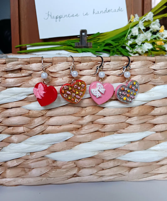 Kawaii valentine earrings / polymer clay valentine chocolate heart earrings / kawaii heart jewelry / valentine chocolate box