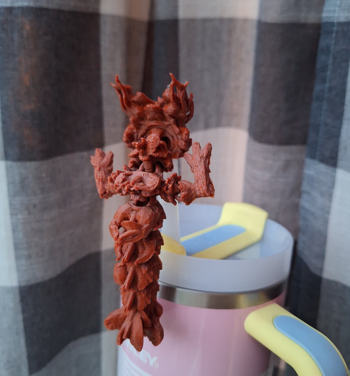 3D articulated woodland dragon straw cap / 3d printed dragon animals / floral woodland dragon tadling straw topper cover Fidget figurines