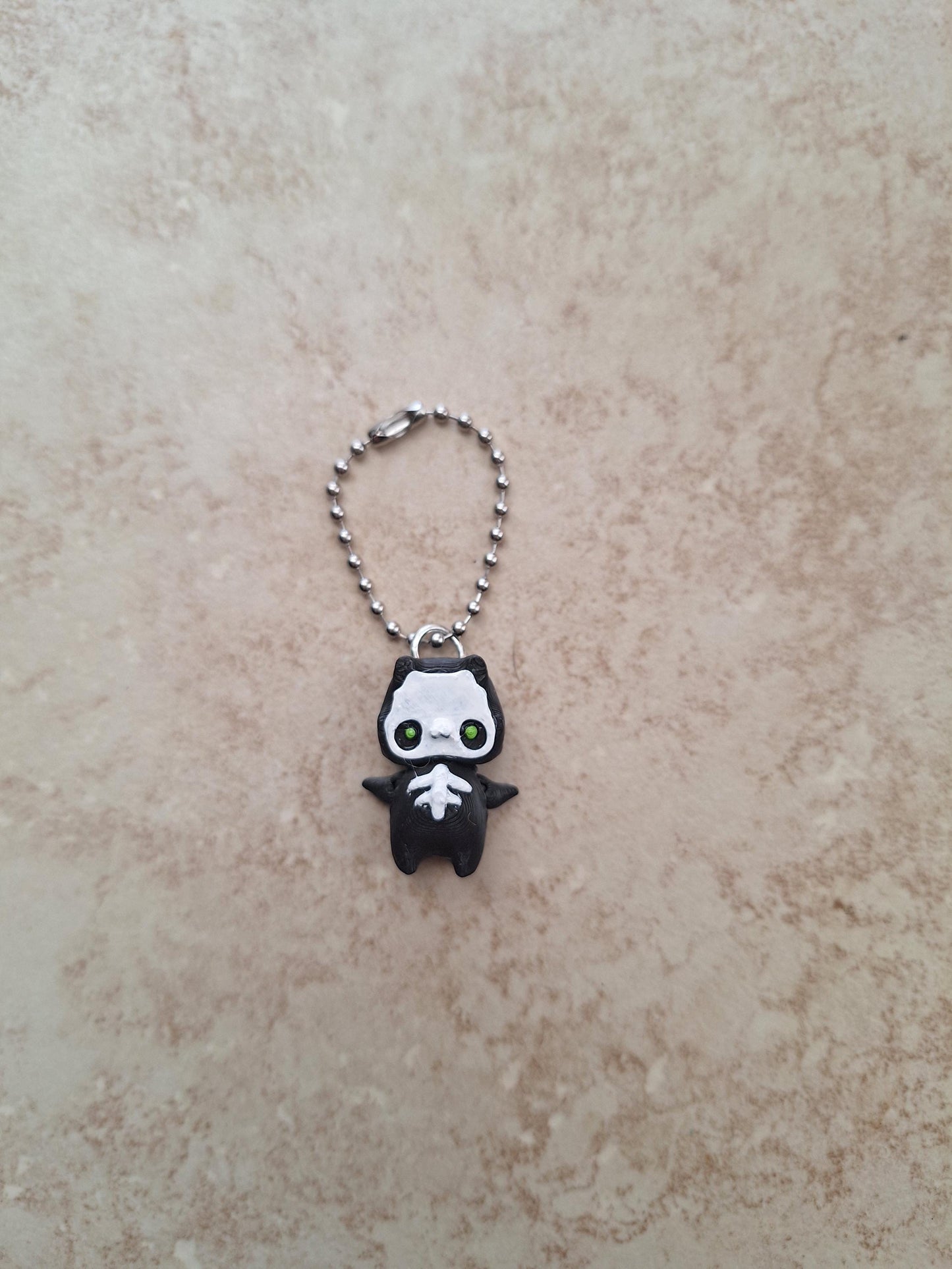 3D articulated black skelly pixie tumbler charm buddy / 3d printed animals tumbler handle charm Fidget halloween spooky skeleton pixie charm
