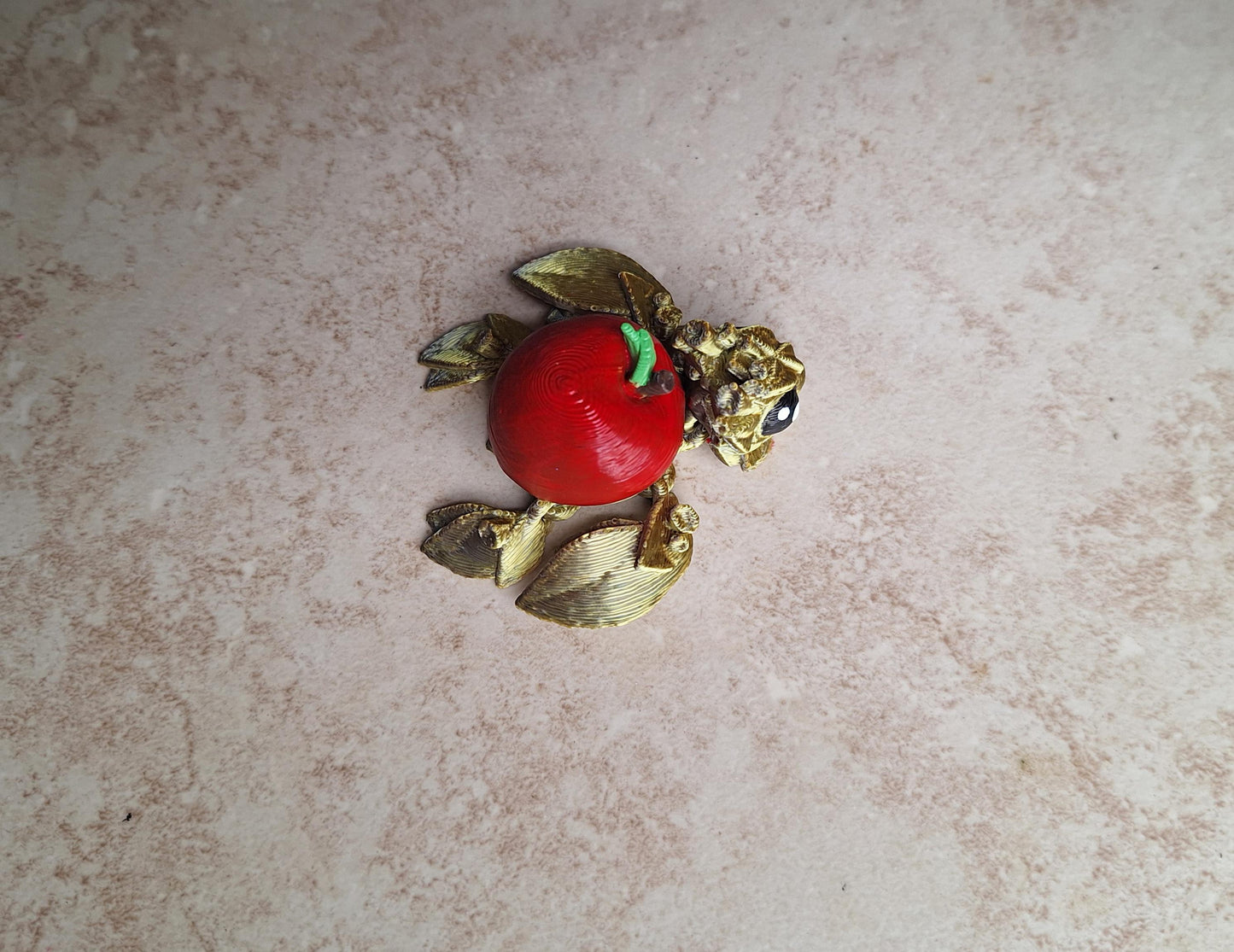 3D articulated gold red apple turtle / 3d printed turtle animals / halloween fall carmel caramel apple turtle knick knack Fidget figurines