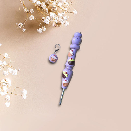 Polymer clay cupcake glitter dessert food crochet hook