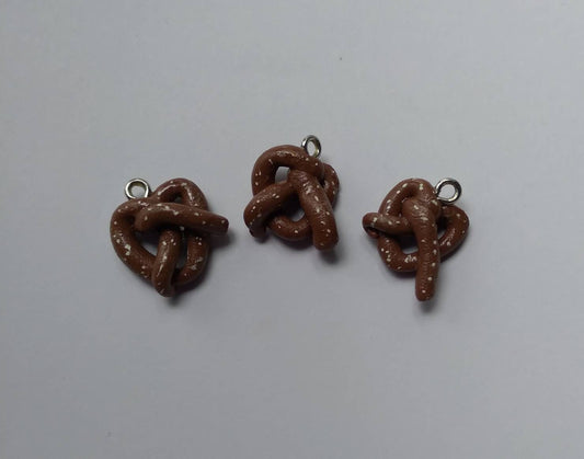 Kawaii pretzel charms / polymer clay fruit charms / kawaii food charms / kawaii food jewelry / kawaii pretzel twist