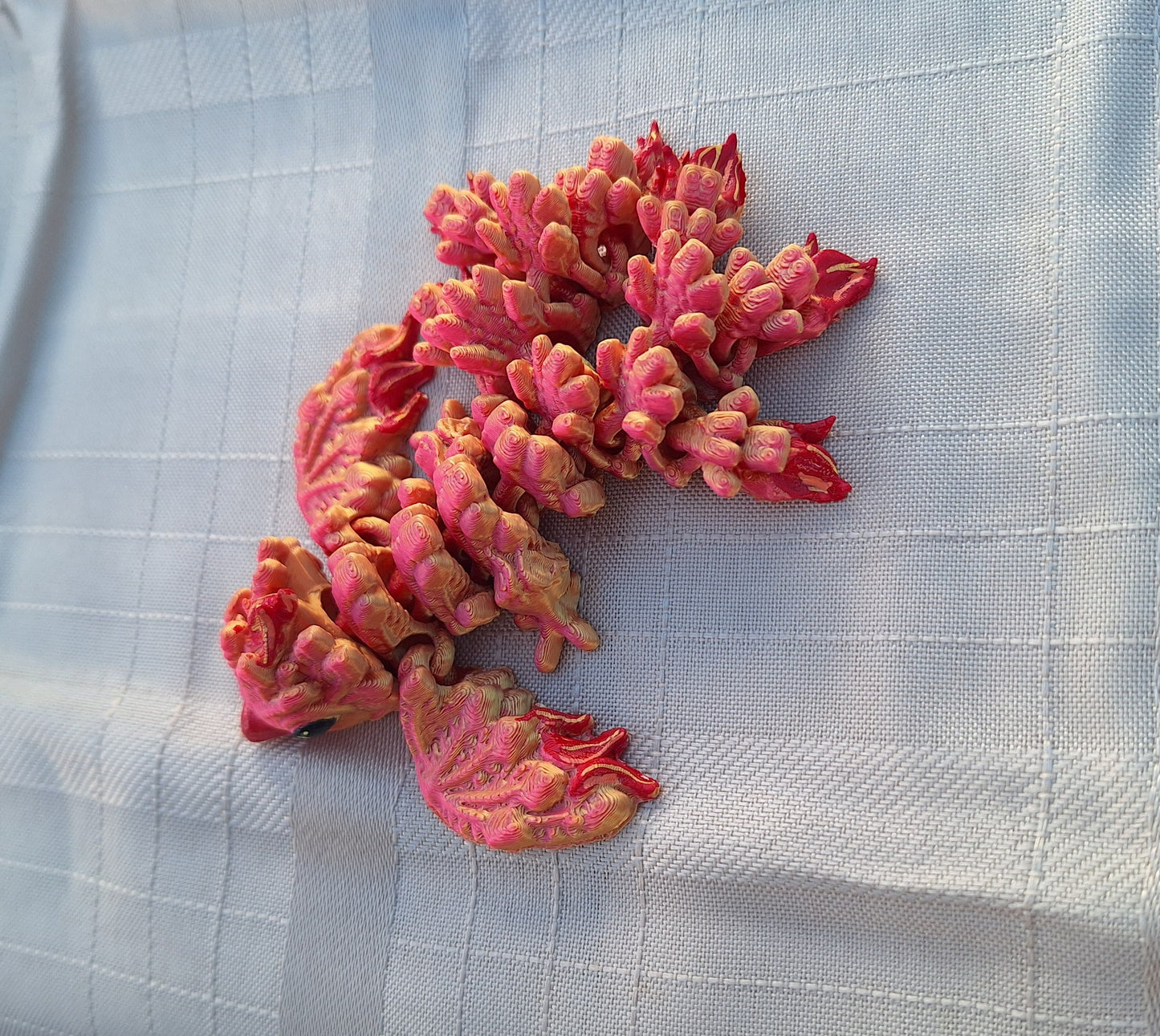 3D articulated metallic red orange two tone phoenix / 3d printed dragon animals / Phoenix bird dragon knick knack Fidget figurines