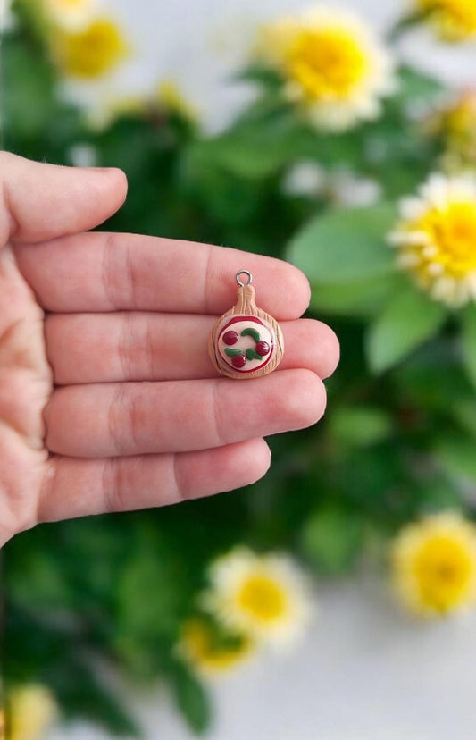 Kawaii charcuterie board pizza food charms / polymer clay cheese pizza board round charms / kawaii food charms jewelry stitchmarker