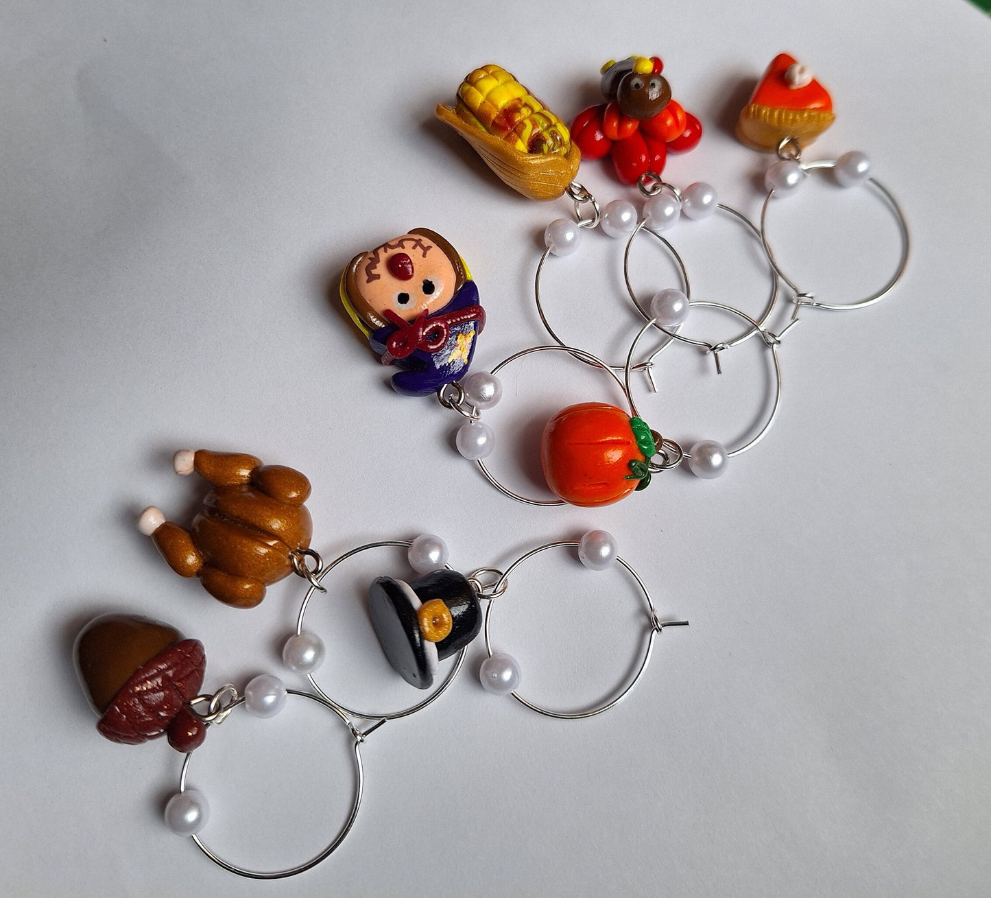 Set of 8 fall wine charms holiday wine charms / Thanksgiving wine charms / set of 8 polymer clay wine charms / fall thanksgiving wine charms