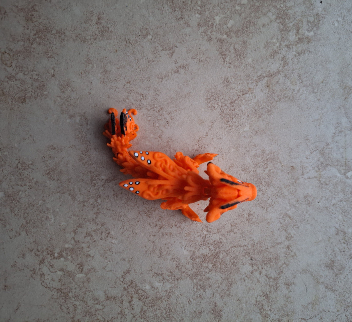 3D articulated orange butterfly dragon straw cap / 3d printed dragon animals / monarch butterfly dragon straw topper cover Fidget figurines