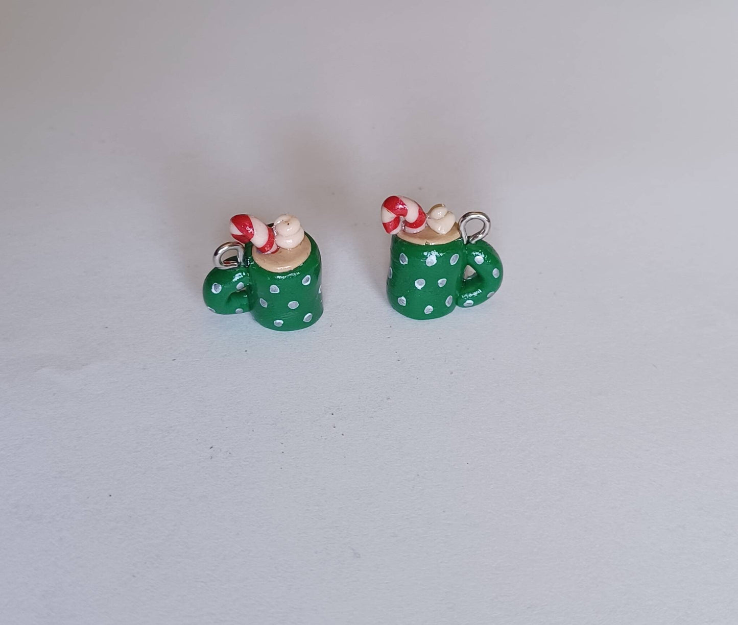 Kawaii coffee peppermint mocha latte charms / polymer clay coffee charms / kawaii food charms / kawaii food jewelry / Christmas charms