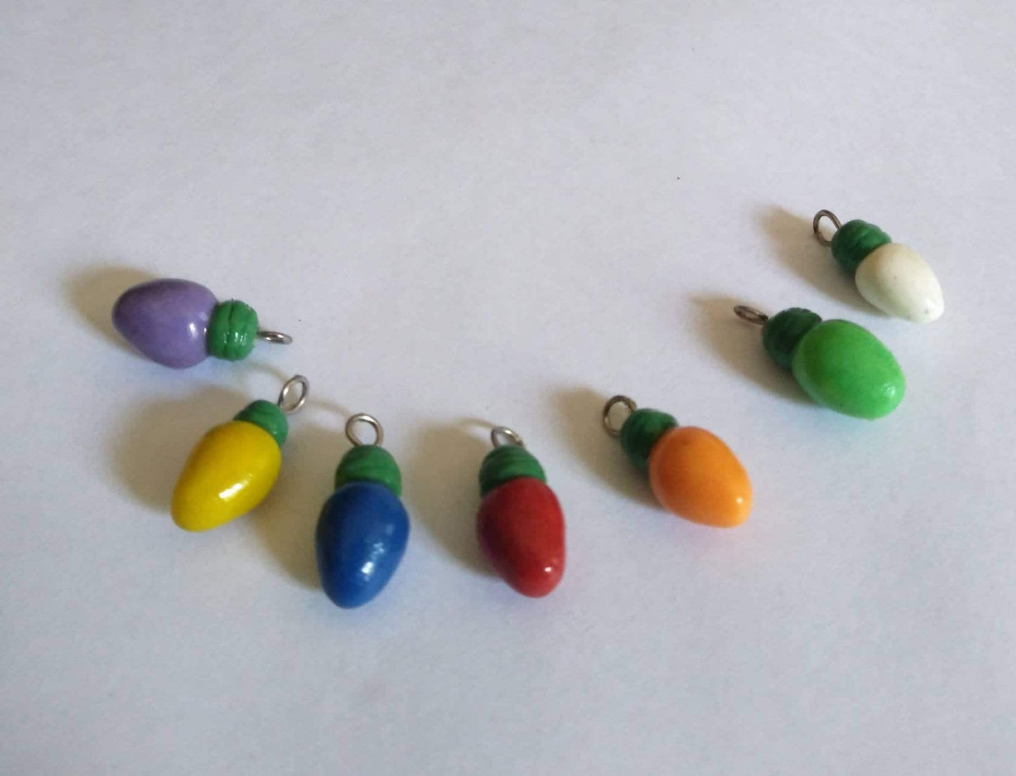 Polymer clay Christmas lights charm set / polymer clay Christmas holiday charms jewelry stitch marker progress keeper notions