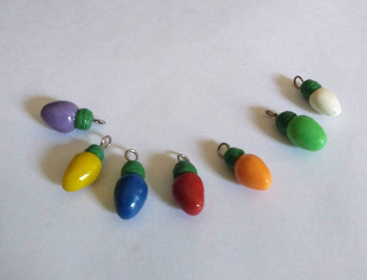 Polymer clay Christmas lights charm set / polymer clay Christmas holiday charms jewelry stitch marker progress keeper notions