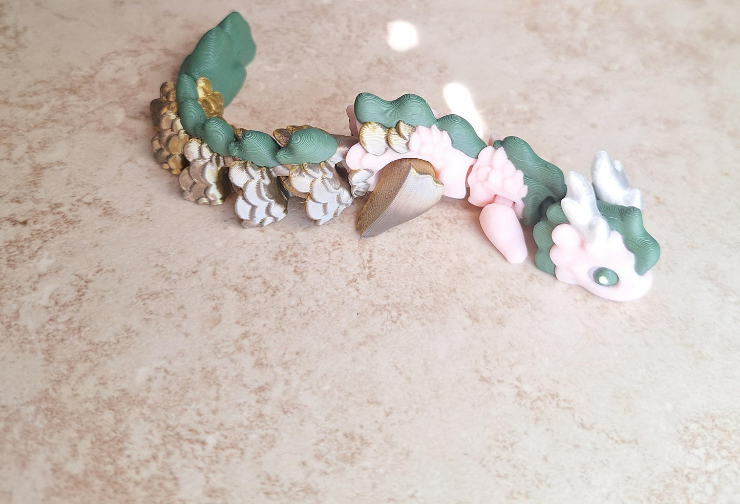 3D articulated metallic blue black brown dragon Kaida / 3d printed multi color dragon / 3d printed desk pet figurine fidget