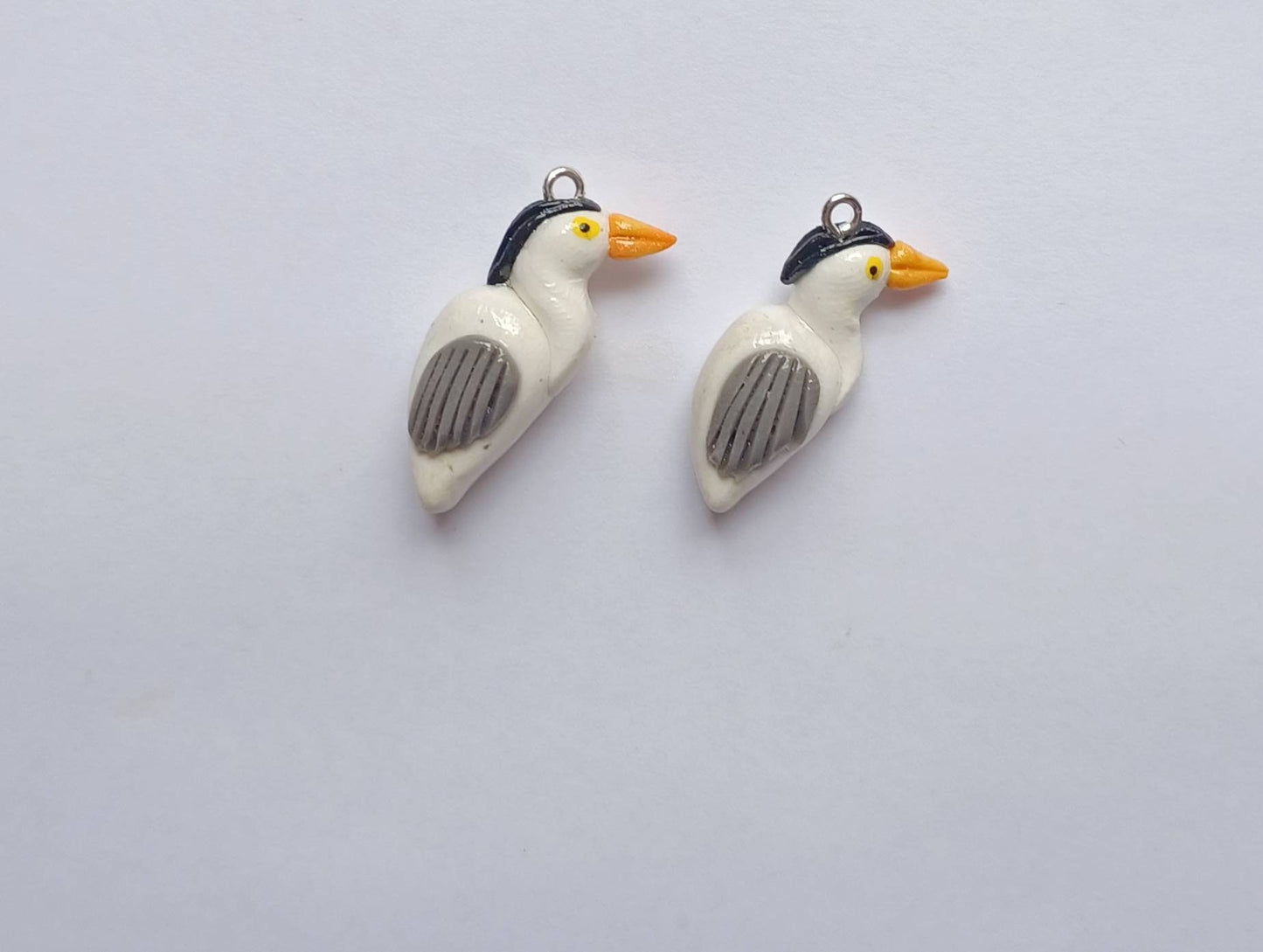 Kawaii blue heron charms / polymer clay bird charms / kawaii animal charms / kawaii blue heron  crane bird jewelry