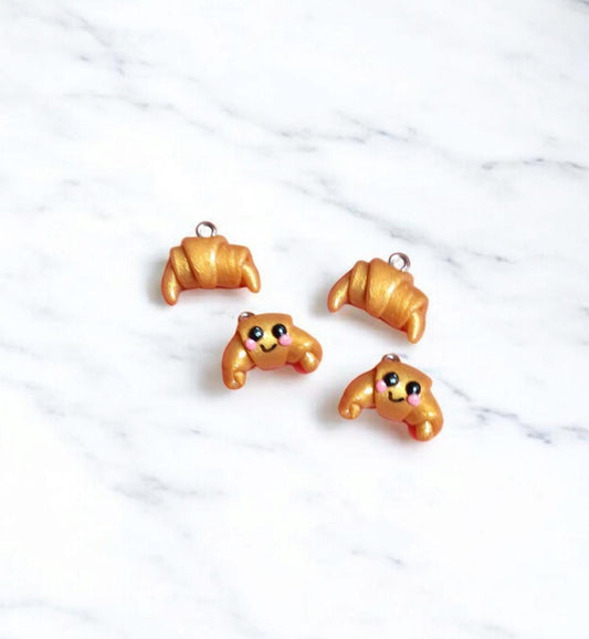 Polymer clay croissant charms / cute kawaii clay croissant food charms jewelry stitch marker progress keeper notions