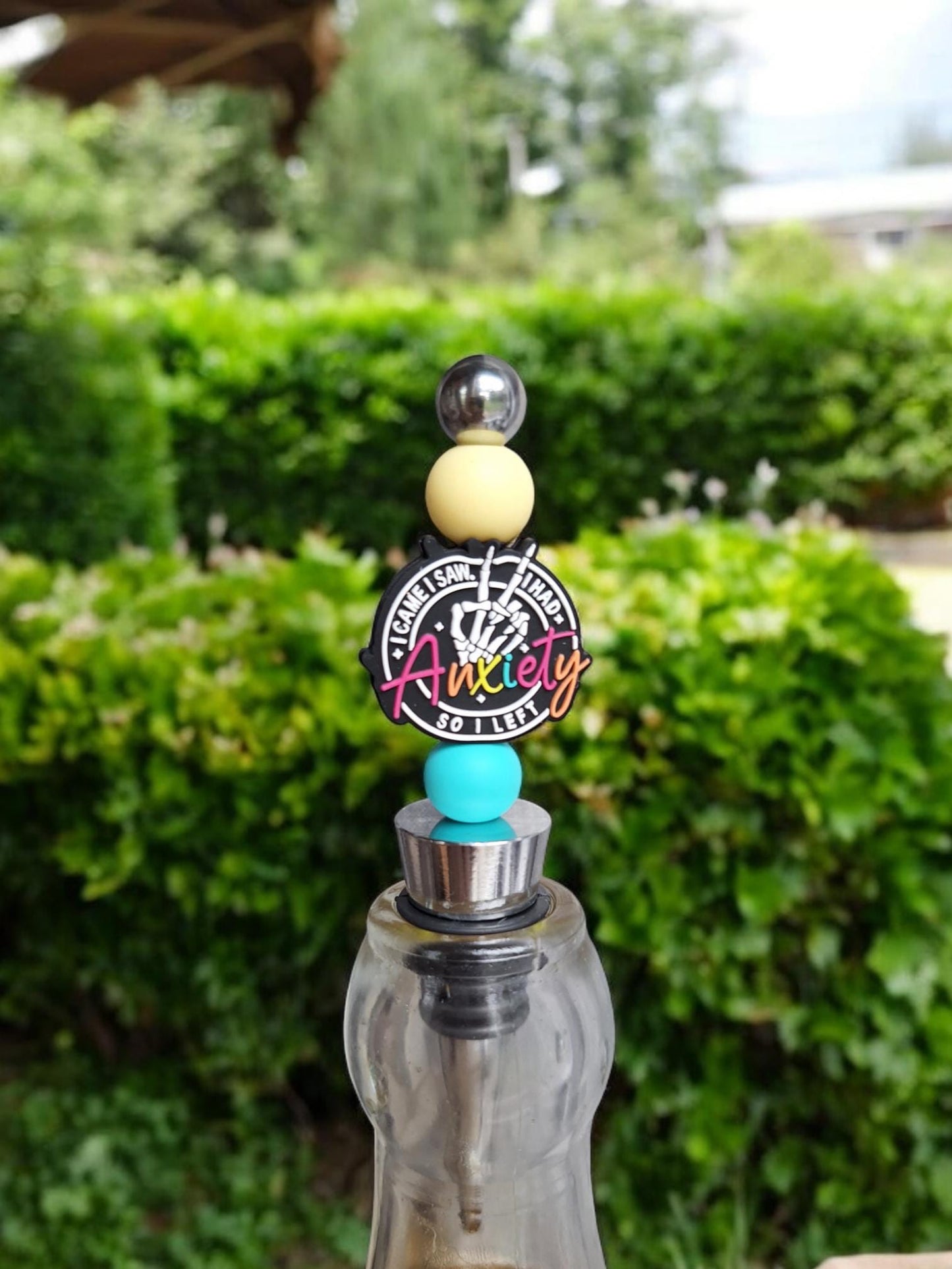 Silicone beaded I came I saw I had anxiety i left wine stopper / anxiety beaded silicone wine stopper top wine accessories