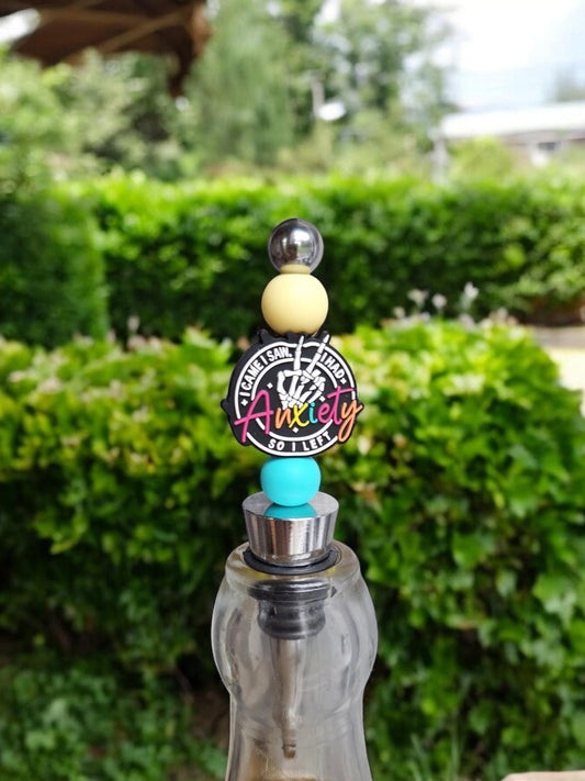 Silicone beaded I came I saw I had anxiety i left wine stopper / anxiety beaded silicone wine stopper top wine accessories