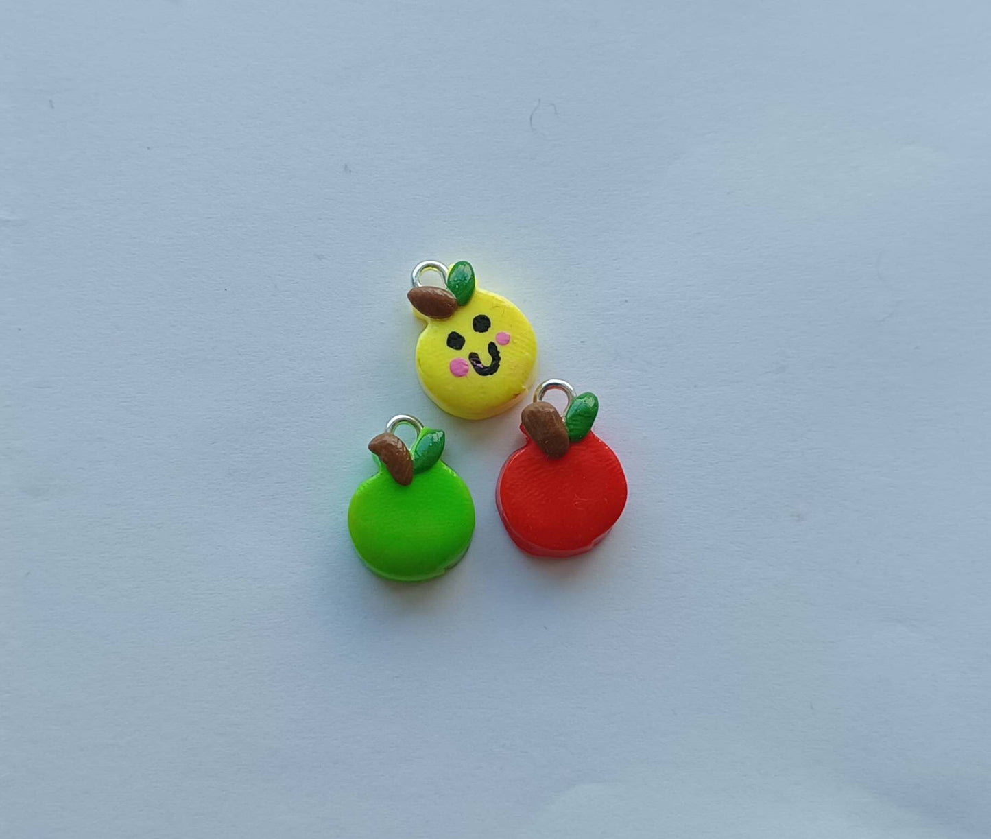 Kawaii apple charms / polymer clay apple charms / kawaii food charms / kawaii food jewelry
