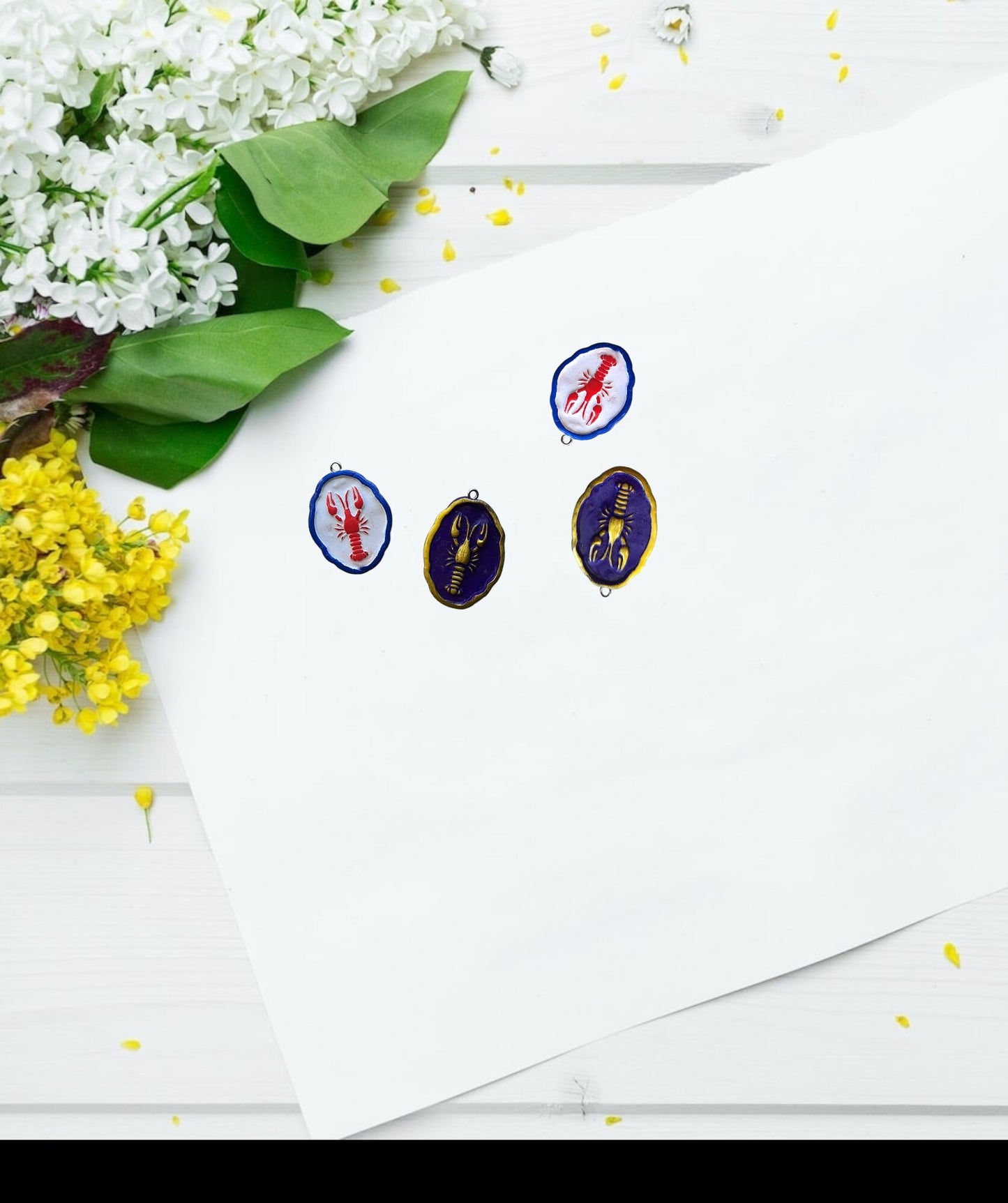 Kawaii nautical lobster charms / polymer clay lobster charms / kawaii animal charms lobster jewelry / mardi gras lobster charm pendant