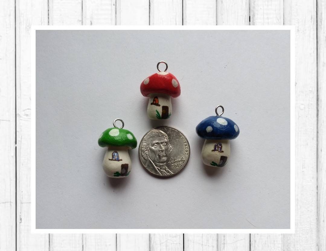 Kawaii fairy house gnome toadstool charms / polymer clay toadstool charms / kawaii toadstool charms / toadstool charms
