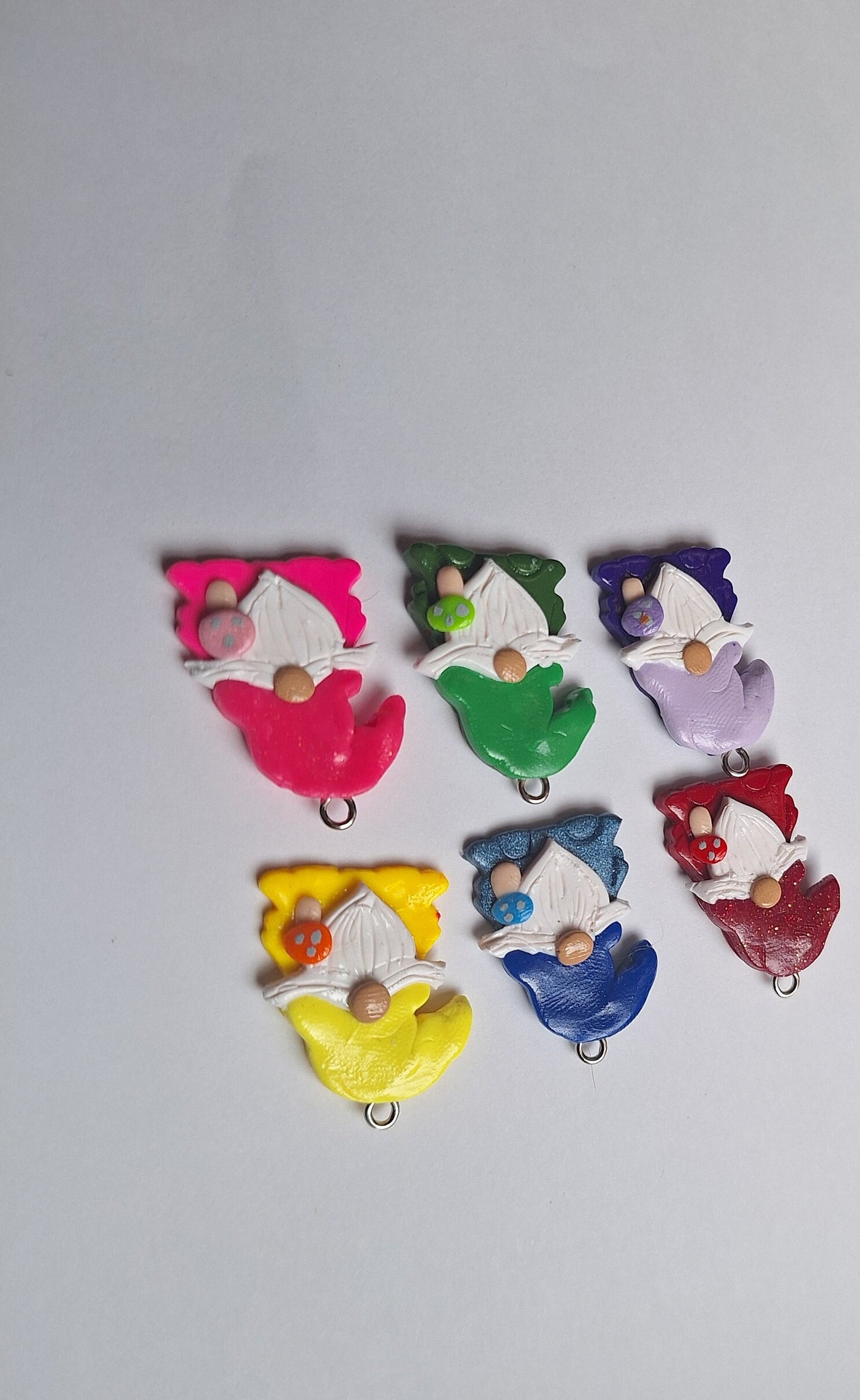 Kawaii colorful toadstool gnome charms / polymer clay rainbow gnome charms /fairy gnome charms stitch marker progress keeper
