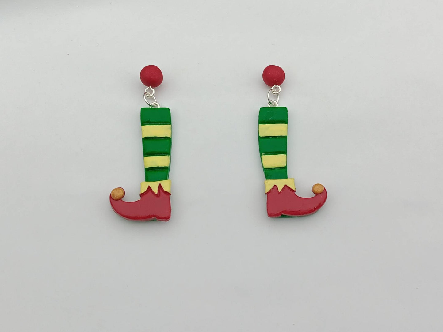Kawaii christmas elf earrings / polymer clay holiday earrings / kawaii christmas holiday winter jewelry / clay elf legs earrings