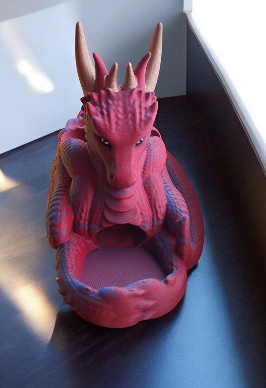3D printed blue red Two tone dragon dice tower holder / 3d blue red dragon dice tower / 3d printed d20 dice tower roller