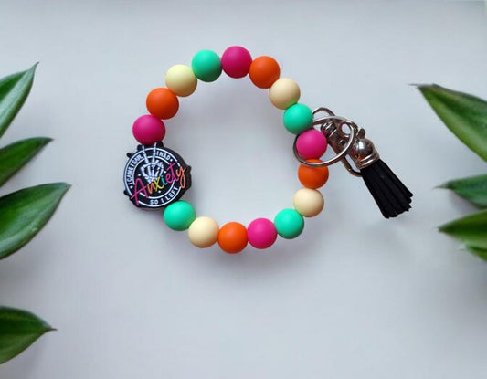 Silicone beaded wristlet keychain I came I saw I had anxiety i left / silicone beaded wristlet keychain / bag accessories key chain gift
