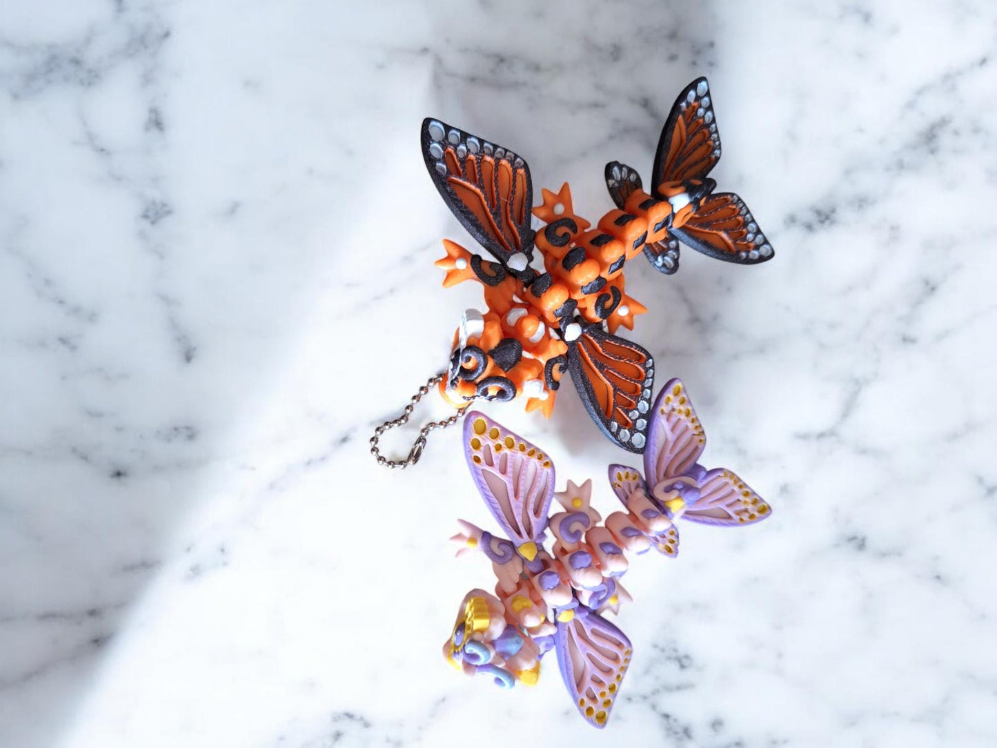 3D articulated butterfly wyvern dragon keychain / 3d printed dragon animals / wyvern dragon knick knack Fidget figurines key chain