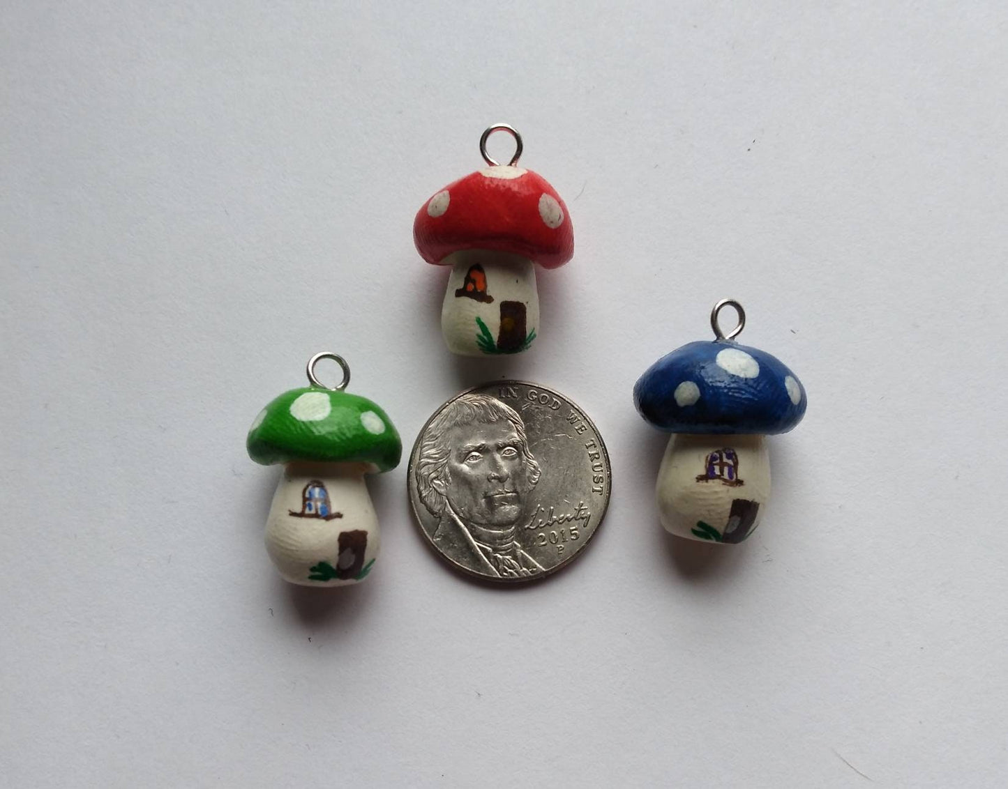 Kawaii fairy house gnome toadstool charms / polymer clay toadstool charms / kawaii toadstool charms / toadstool charms