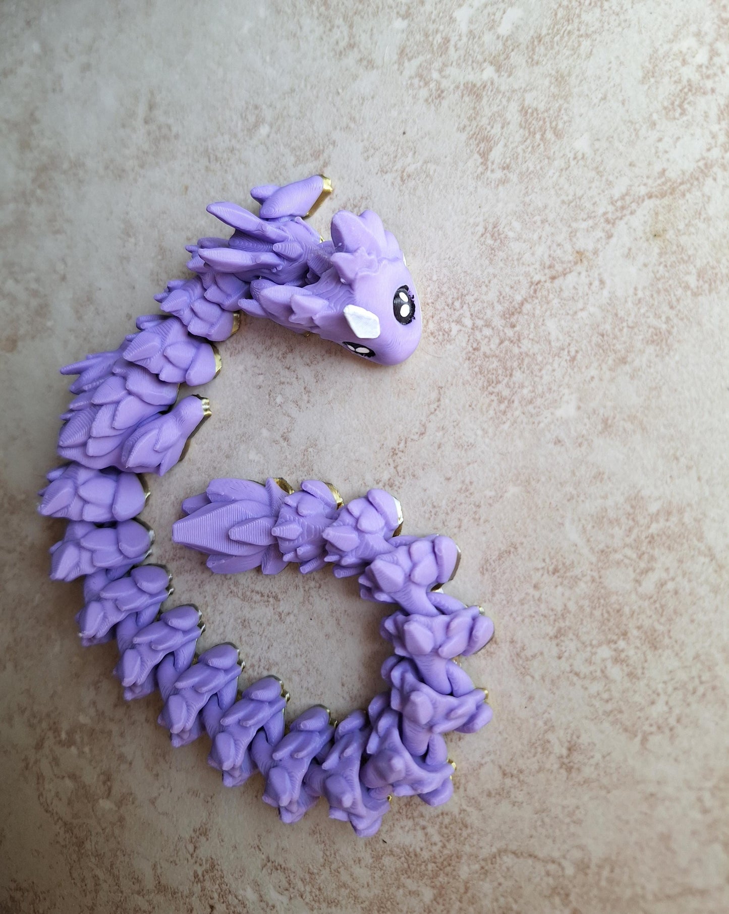 3D articulated gold silver purple dragon Rubikuro and egg / 3d printed desk pet figurine fidget