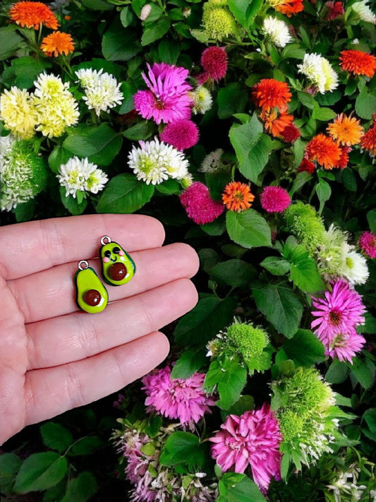 Polymer clay avocado charms / cute kawaii clay avocado food charms jewelry stitch marker progress keeper notions