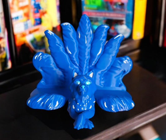 3D printed and painted kitsune switch dock / 3d blue kitsune fox console stand switch dock  / 3d printed game console accessories