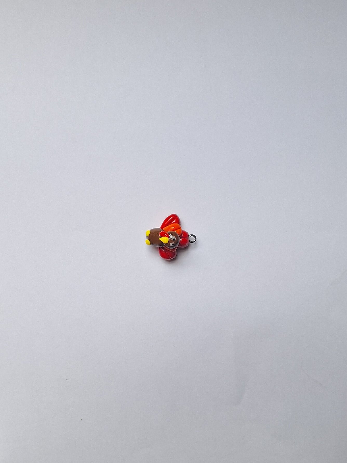 Kawaii red orange turkey charms / polymer clay turkey bird charms / clay holiday charms / clay thanksgiving turkey jewelry stitch marker