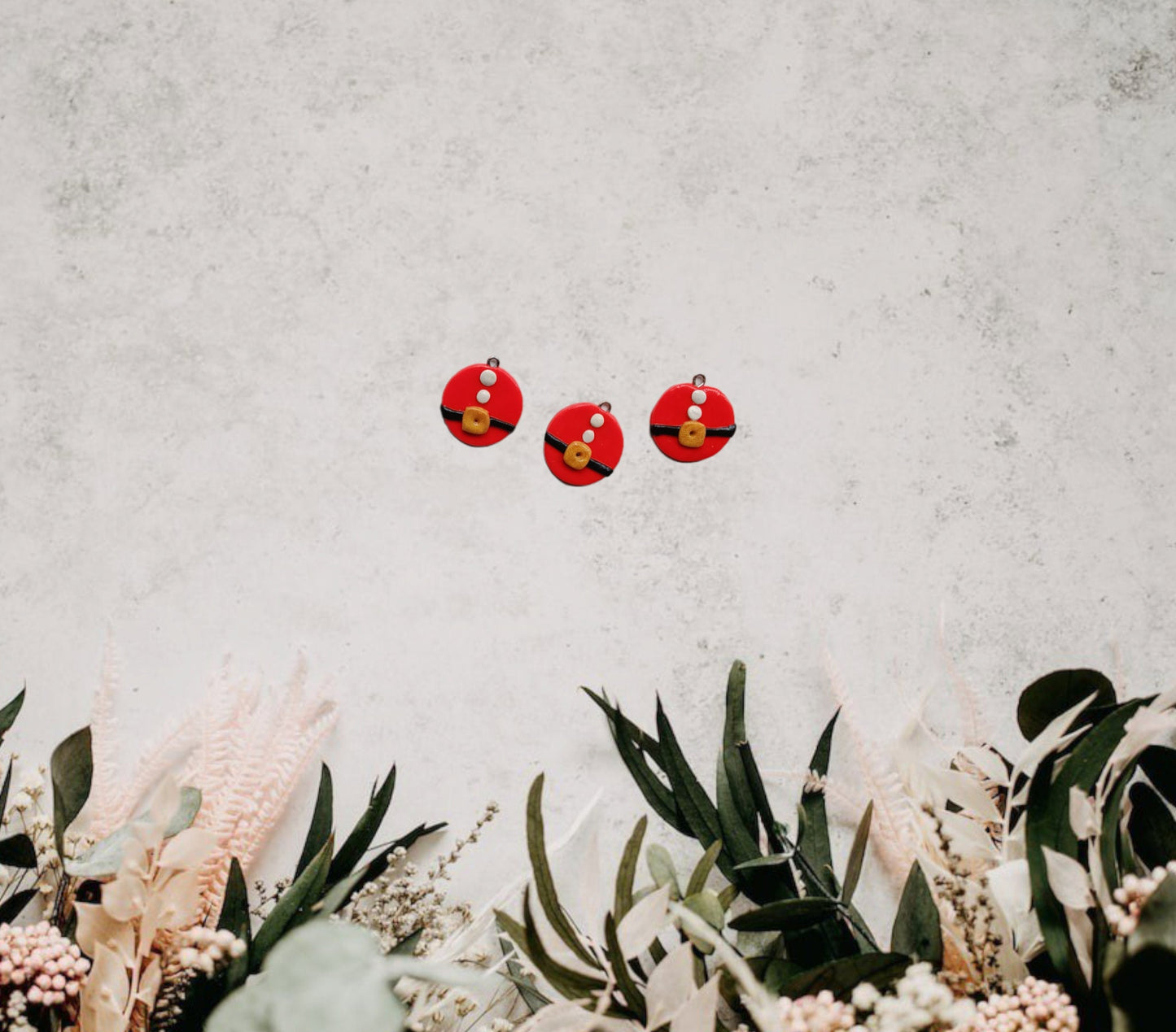 Kawaii santa belt costume charms / polymer clay santa charms / kawaii holiday jewelry / kawaii holiday charms / round santa charms