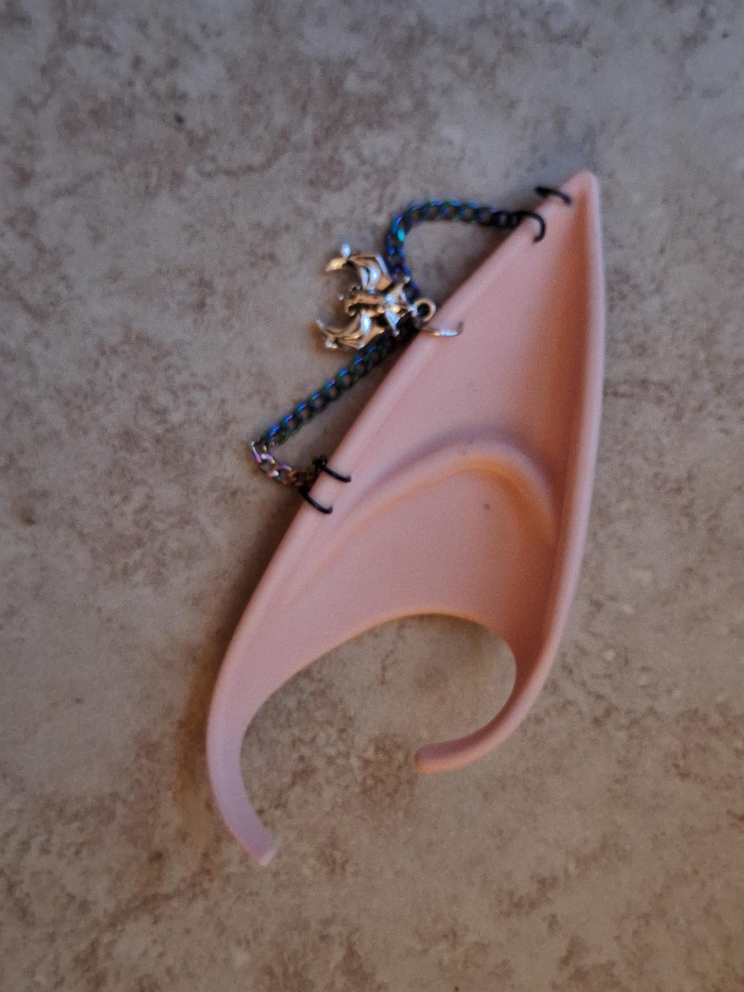 Bat multicolor rainbow chain rubber fairy pixie elf ears / halloween costume accessory cosplay elf ears / painted elf ears with earrings