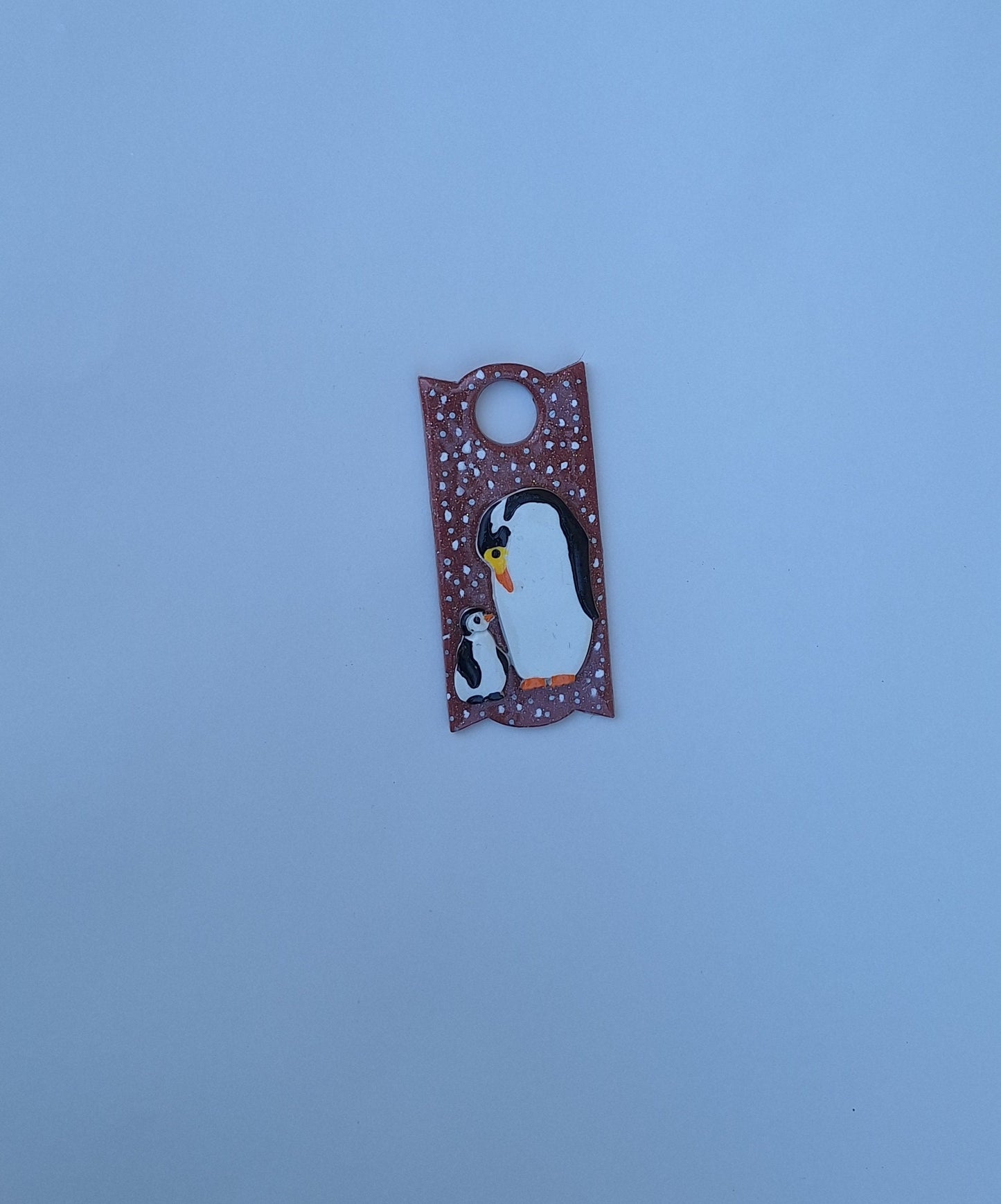 Polymer clay straw tag tumbler topper / clay tumbler accessories / winter penguin tumbler topper straw tag / penguin tumbler accessories