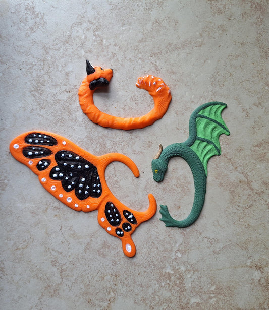 3D printed fox butterfly dragon ear cuff / 3d printed animal ear cuff costume cosplay / 3d printed animals figurine knick knack