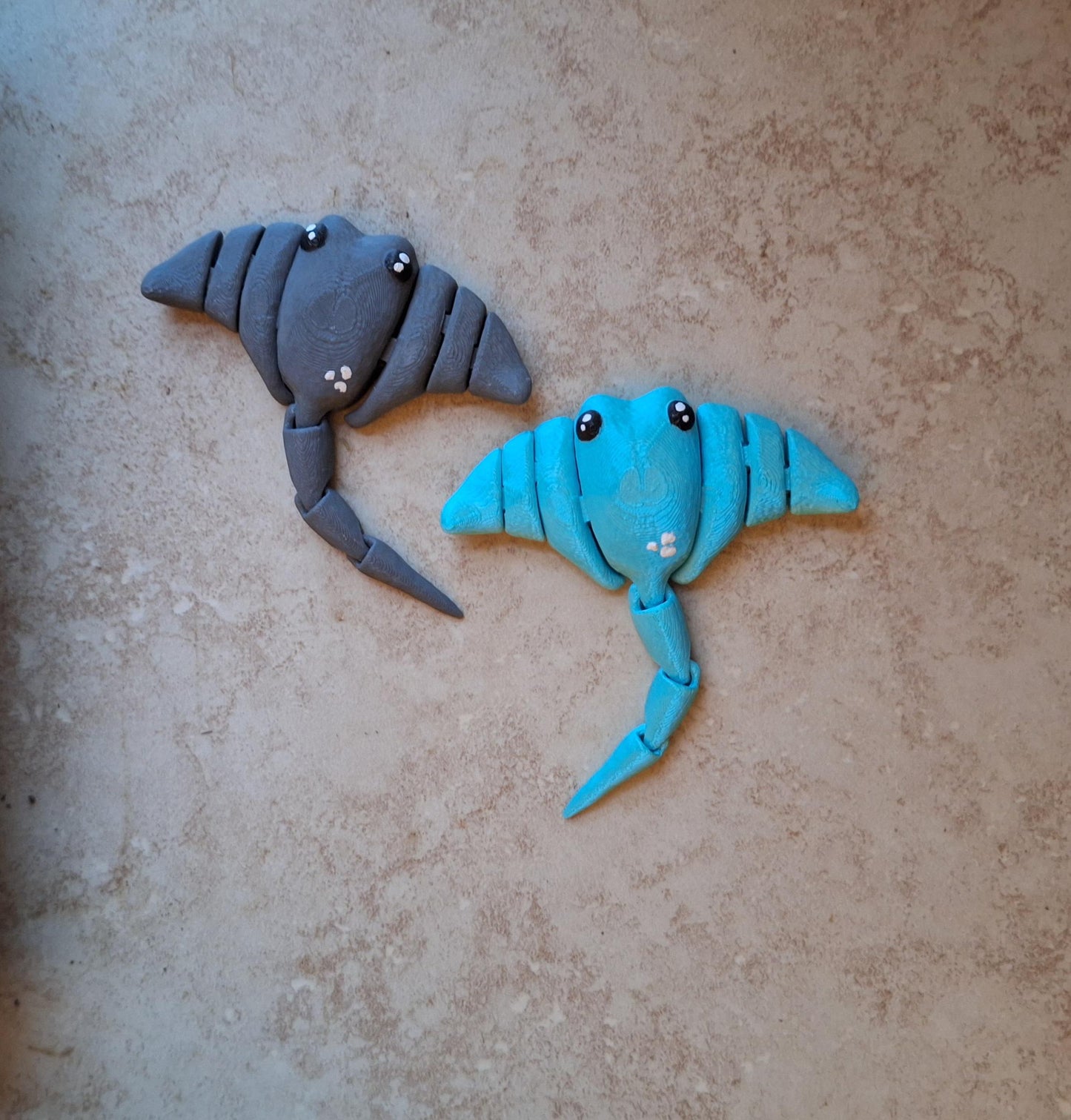 3D articulated ocean animals manta ray stingray / 3d print sting ray animals / teal gray manta stingray knick knack Fidget figurine