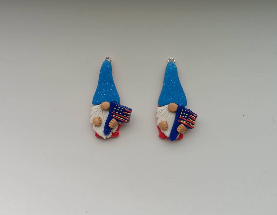 Kawaii 4th of july gnome charms / polymer clay gnome charms / kawaii independence holiday charms / red white blue USA gnome charms