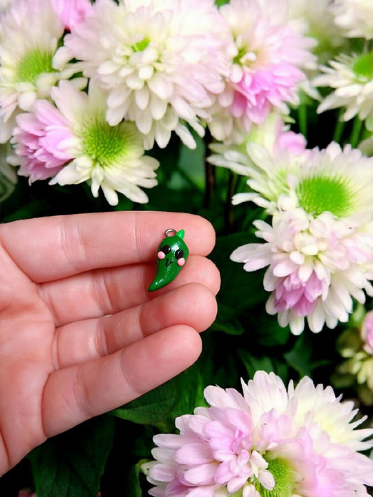 Polymer clay jalepeno pepper charms / cute kawaii jalepeno food charms jewelry stitch marker progress keeper notions