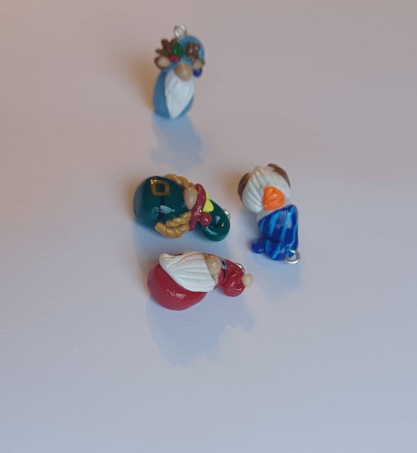 Kawaii christmas gnome charms / polymer clay gnome charms / kawaii christmas holiday charms / snowman reindeer santa elf gnome charms