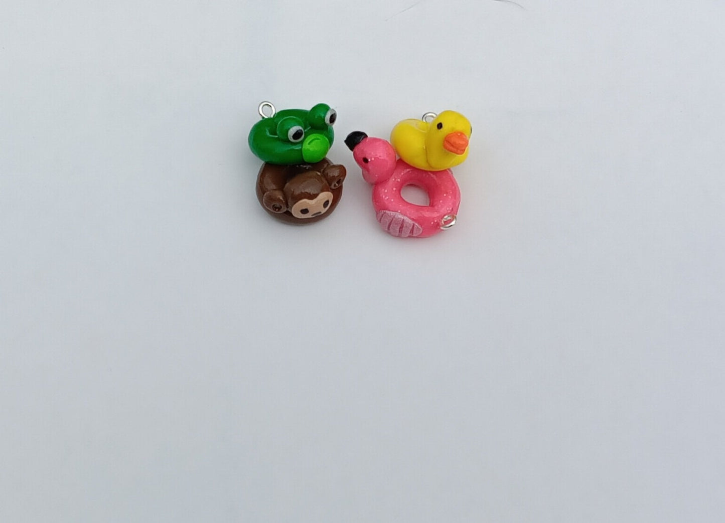 Kawaii summer beach floatie flamingo charms / polymer clay animal charms / animal floatie charms / animal floaty charms frog duck monkey
