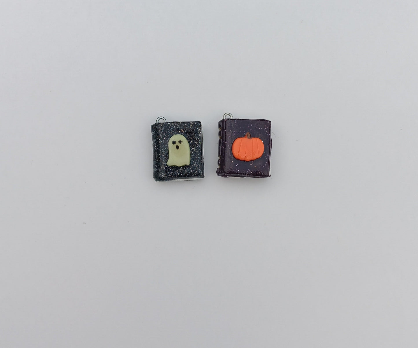 Kawaii halloween book charms / polymer clay fall book charms / bookworm jewelry charms / tiny Book charms / clay ghost pumpkin book charms