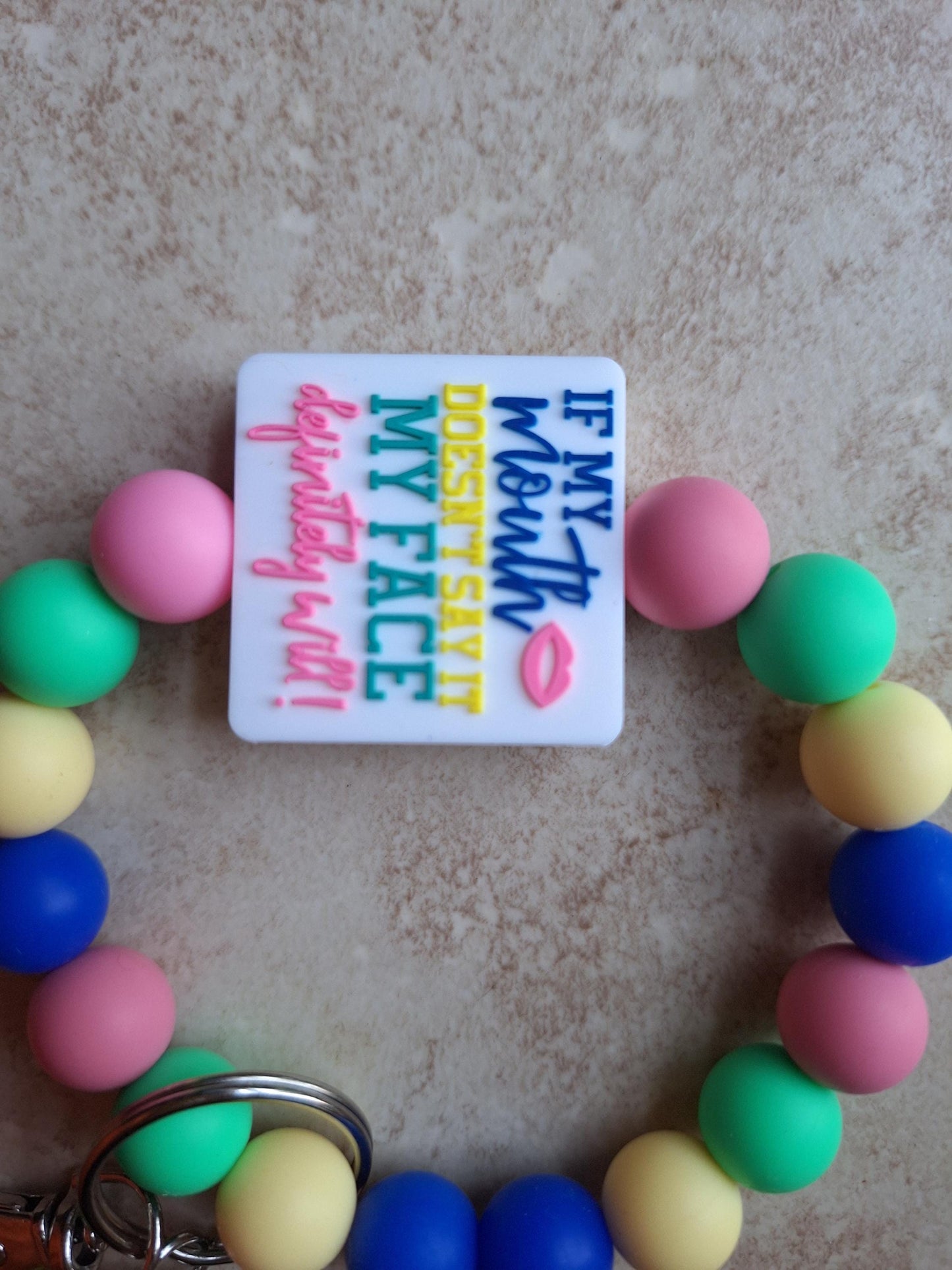 Silicone beaded wristlet keychain if my mouth doesn't say it my face will silicone beaded wristlet keychain / bag accessories key chain gift