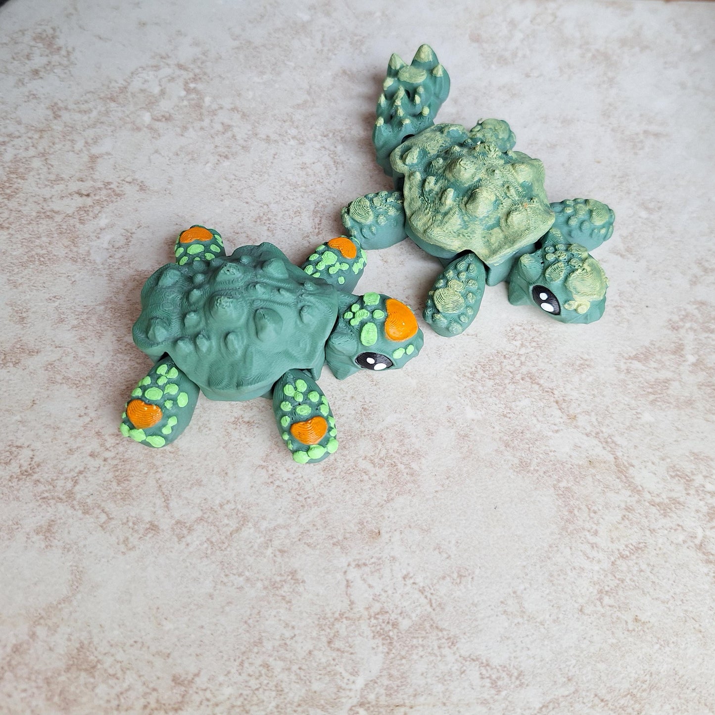 3D articulated green orange anky / 3d printed ankylosaurus shell / 3d printed animals figurine knick knack Fidget