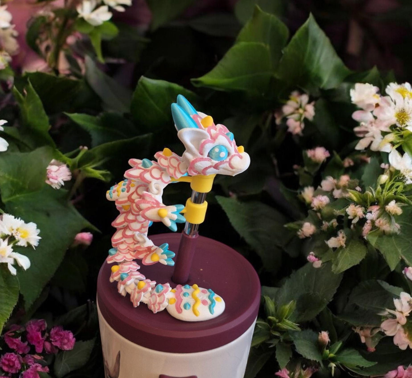 3D articulated easter holiday egg cookie dragon / 3d printed holiday candy easter dragon animals desk pet straw cap