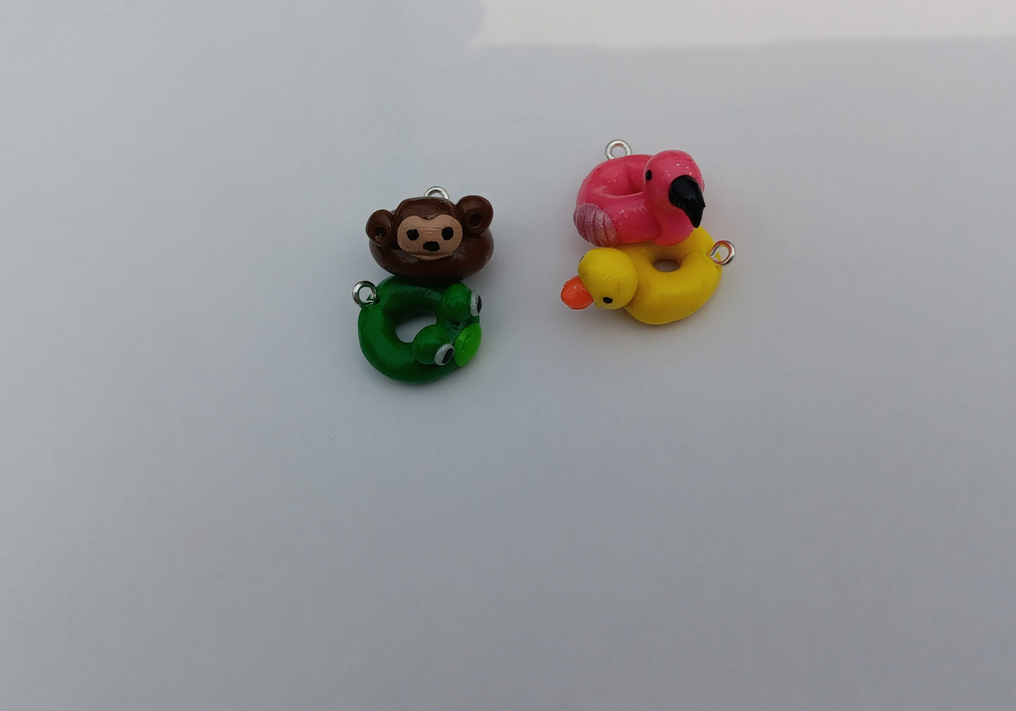 Kawaii summer beach floatie flamingo charms / polymer clay animal charms / animal floatie charms / animal floaty charms frog duck monkey
